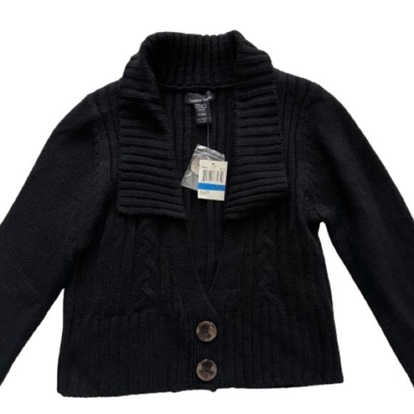 Sweater Project Black Shawl Collar Crop Cropped Ribbed Cardigan Sweater XL NEW - Picture 7 of 12